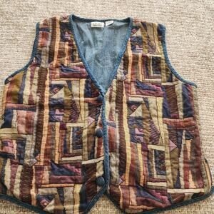 Halsey Collection Women's Multicolor Geometric Button Belted Vest Sleeveless L